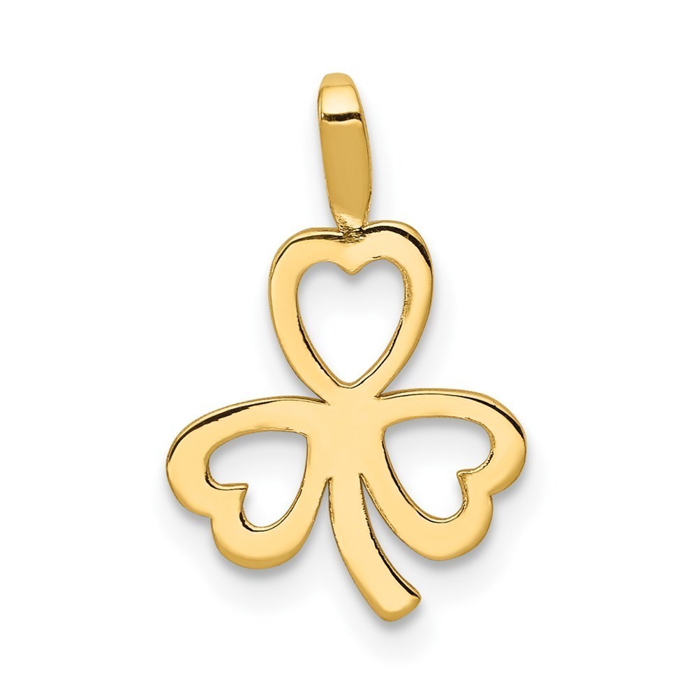 Million Charms 14k Yellow Gold Heart Clover Shamrock Necklace Charm Pendant